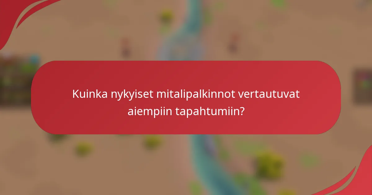 Kuinka nykyiset mitalipalkinnot vertautuvat aiempiin tapahtumiin?