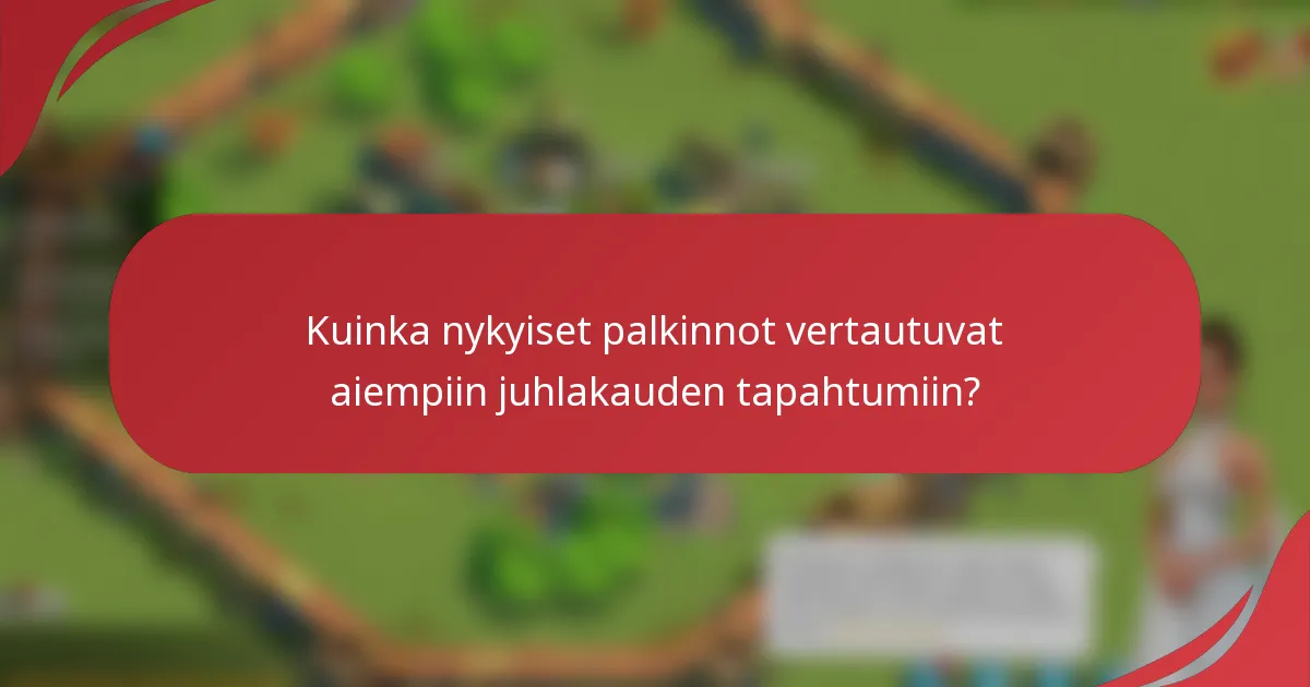 Kuinka nykyiset palkinnot vertautuvat aiempiin juhlakauden tapahtumiin?