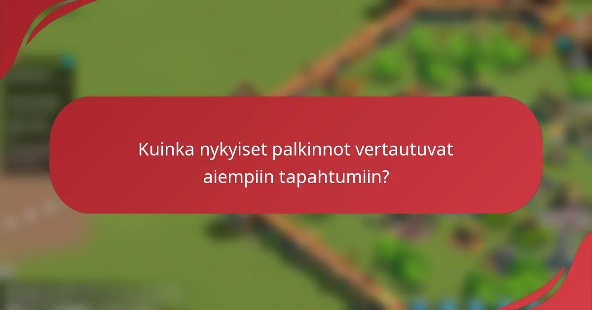 Kuinka nykyiset palkinnot vertautuvat aiempiin tapahtumiin?