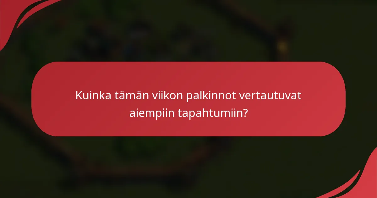 Kuinka tämän viikon palkinnot vertautuvat aiempiin tapahtumiin?